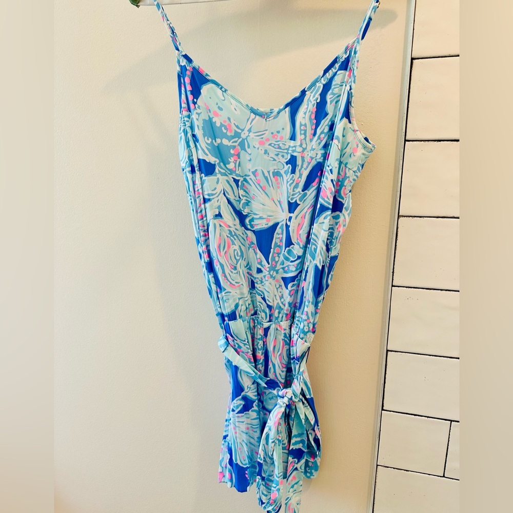 Lilly Pulitzer Blue and Pink romper Sz small euc